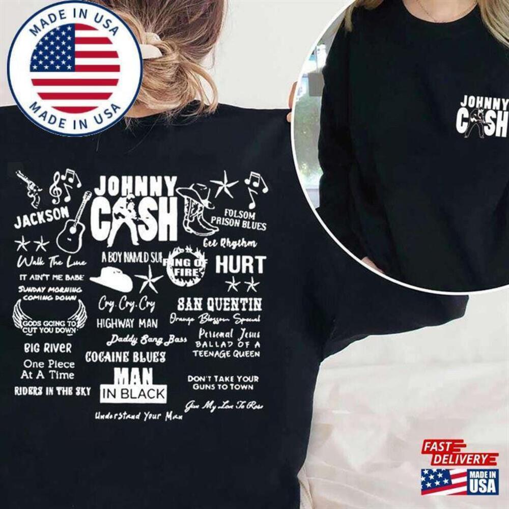 Johnny Cash Album Tracklist Sweatshirt Country Music Shirt Classic 2 Sided